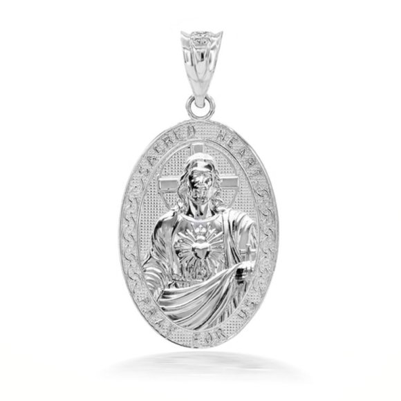 MAIN-pendant-12685-LARGE.jpg?v  10K Solid Gold 3D Jesus Christ Sacred Heart Necklace - Yellow , White, Rose